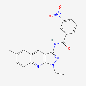 molecular formula C20H17N5O3 B7696642 N-(1-ethyl-6-methyl-1H-pyrazolo[3,4-b]quinolin-3-yl)-3-nitrobenzamide 