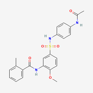 molecular formula C23H23N3O5S B7696651 N-(5-{[4-(acetylamino)phenyl]sulfamoyl}-2-methoxyphenyl)-2-methylbenzamide 