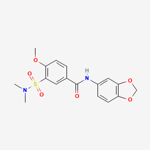 molecular formula C17H18N2O6S B7696661 N-(1,3-benzodioxol-5-yl)-3-(dimethylsulfamoyl)-4-methoxybenzamide 