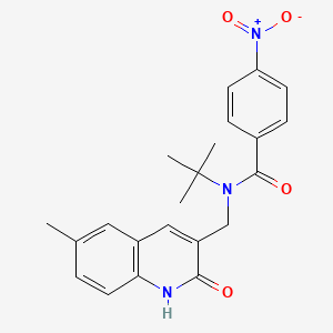molecular formula C22H23N3O4 B7696679 N-(tert-butyl)-N-((2-hydroxy-6-methylquinolin-3-yl)methyl)-4-nitrobenzamide 
