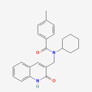 molecular formula C24H26N2O2 B7696690 N-cyclohexyl-N-((2-hydroxyquinolin-3-yl)methyl)-4-methylbenzamide 