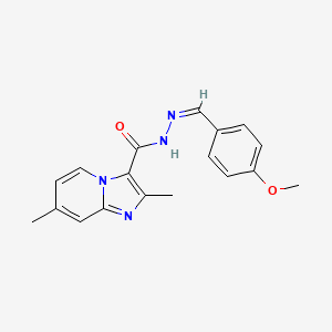 molecular formula C18H18N4O2 B7696703 N-[(Z)-(4-methoxyphenyl)methylideneamino]-2,7-dimethylimidazo[1,2-a]pyridine-3-carboxamide 