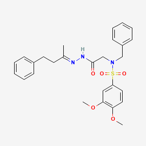molecular formula C27H31N3O5S B7696716 N-benzyl-3,4-dimethoxy-N-{2-oxo-2-[(2E)-2-(4-phenylbutan-2-ylidene)hydrazinyl]ethyl}benzenesulfonamide (non-preferred name) 