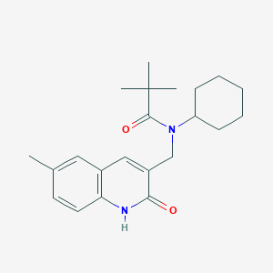 molecular formula C22H30N2O2 B7696731 N-cyclohexyl-N-((2-hydroxy-6-methylquinolin-3-yl)methyl)pivalamide 