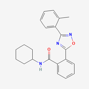 molecular formula C22H23N3O2 B7698103 N-cyclohexyl-2-[3-(2-methylphenyl)-1,2,4-oxadiazol-5-yl]benzamide 