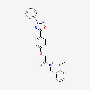 molecular formula C24H21N3O4 B7699118 N-[(2-methoxyphenyl)methyl]-2-[4-(3-phenyl-1,2,4-oxadiazol-5-yl)phenoxy]acetamide 