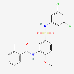 molecular formula C21H18Cl2N2O4S B7699856 N-{5-[(3,5-dichlorophenyl)sulfamoyl]-2-methoxyphenyl}-2-methylbenzamide 