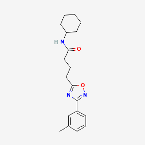 molecular formula C19H25N3O2 B7699869 N-cyclohexyl-4-[3-(3-methylphenyl)-1,2,4-oxadiazol-5-yl]butanamide 
