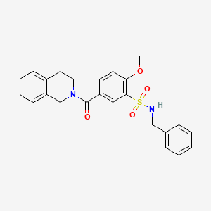 molecular formula C24H24N2O4S B7699872 N-benzyl-5-(3,4-dihydroisoquinolin-2(1H)-ylcarbonyl)-2-methoxybenzenesulfonamide 
