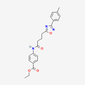 molecular formula C22H23N3O4 B7700083 Ethyl 4-{4-[3-(4-methylphenyl)-1,2,4-oxadiazol-5-YL]butanamido}benzoate 