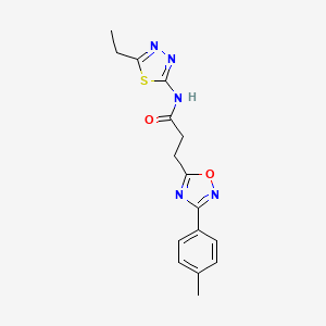 molecular formula C16H17N5O2S B7700260 N-(5-ethyl-1,3,4-thiadiazol-2-yl)-3-[3-(4-methylphenyl)-1,2,4-oxadiazol-5-yl]propanamide 