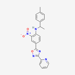 molecular formula C22H19N5O3 B7700350 N-[1-(4-Methylphenyl)ethyl]-2-nitro-4-[3-(pyridin-2-YL)-1,2,4-oxadiazol-5-YL]aniline 