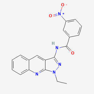 molecular formula C19H15N5O3 B7700443 N-(1-ethylpyrazolo[3,4-b]quinolin-3-yl)-3-nitrobenzamide 