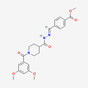 molecular formula C24H27N3O6 B7700620 methyl 4-[(E)-[[1-(3,5-dimethoxybenzoyl)piperidine-4-carbonyl]hydrazinylidene]methyl]benzoate 