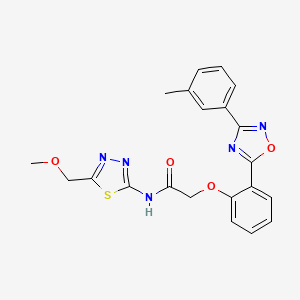 molecular formula C21H19N5O4S B7700680 N-[5-(methoxymethyl)-1,3,4-thiadiazol-2-yl]-2-{2-[3-(3-methylphenyl)-1,2,4-oxadiazol-5-yl]phenoxy}acetamide 