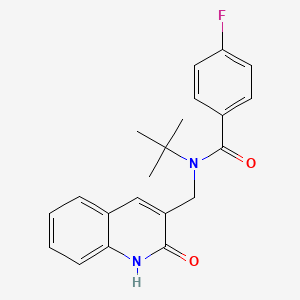 molecular formula C21H21FN2O2 B7700727 N-tert-butyl-4-fluoro-N-[(2-oxo-1H-quinolin-3-yl)methyl]benzamide 