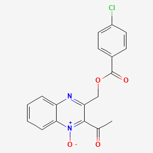 molecular formula C18H13ClN2O4 B7700795 (3-Acetyl-4-oxidoquinoxalin-4-ium-2-yl)methyl 4-chlorobenzoate CAS No. 848932-01-4