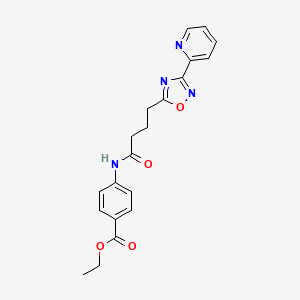 molecular formula C20H20N4O4 B7700932 Ethyl 4-{4-[3-(pyridin-2-YL)-1,2,4-oxadiazol-5-YL]butanamido}benzoate 