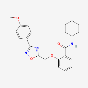molecular formula C23H25N3O4 B7700972 N-cyclohexyl-2-{[3-(4-methoxyphenyl)-1,2,4-oxadiazol-5-yl]methoxy}benzamide 