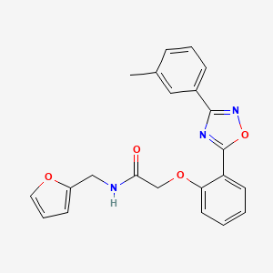 molecular formula C22H19N3O4 B7701199 N-[(Furan-2-YL)methyl]-2-{2-[3-(3-methylphenyl)-1,2,4-oxadiazol-5-YL]phenoxy}acetamide 