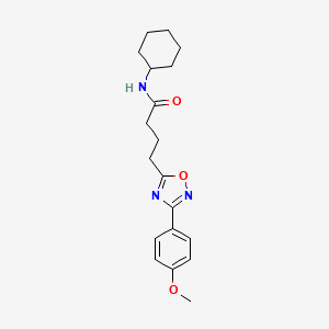 molecular formula C19H25N3O3 B7701569 N-cyclohexyl-4-[3-(4-methoxyphenyl)-1,2,4-oxadiazol-5-yl]butanamide 