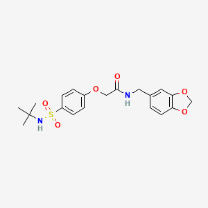 molecular formula C20H24N2O6S B7701739 N-(1,3-benzodioxol-5-ylmethyl)-2-[4-(tert-butylsulfamoyl)phenoxy]acetamide 