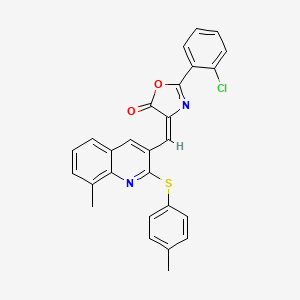 molecular formula C27H19ClN2O2S B7701944 (4E)-2-(2-Chlorophenyl)-4-({8-methyl-2-[(4-methylphenyl)sulfanyl]quinolin-3-YL}methylidene)-4,5-dihydro-1,3-oxazol-5-one 