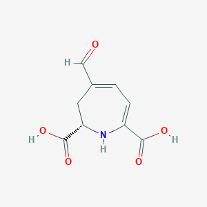 molecular formula C9H9NO5 B077021 (2S)-4-formyl-2,3-dihydro-1H-azepine-2,7-dicarboxylic acid CAS No. 12624-18-9