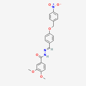 molecular formula C23H21N3O6 B7702178 3,4-DIMETHOXY-N'-[(E)-{4-[(4-NITROPHENYL)METHOXY]PHENYL}METHYLIDENE]BENZOHYDRAZIDE 
