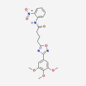 molecular formula C21H22N4O7 B7702376 N-(2-nitrophenyl)-4-[3-(3,4,5-trimethoxyphenyl)-1,2,4-oxadiazol-5-yl]butanamide 