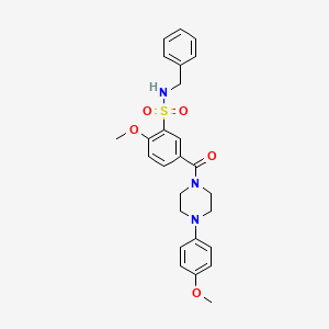 molecular formula C26H29N3O5S B7702385 N-benzyl-2-methoxy-5-{[4-(4-methoxyphenyl)piperazin-1-yl]carbonyl}benzenesulfonamide 