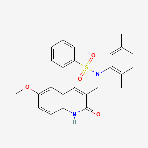 molecular formula C25H24N2O4S B7702434 N-(2,5-dimethylphenyl)-N-[(2-hydroxy-6-methoxyquinolin-3-yl)methyl]benzenesulfonamide 