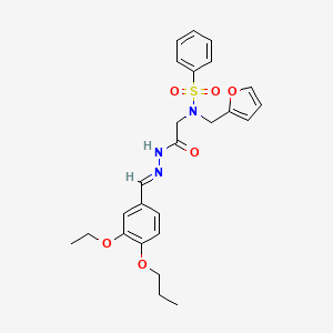 molecular formula C25H29N3O6S B7702479 N-{2-[(2E)-2-(3-ethoxy-4-propoxybenzylidene)hydrazinyl]-2-oxoethyl}-N-(furan-2-ylmethyl)benzenesulfonamide (non-preferred name) 