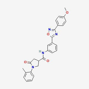 molecular formula C27H24N4O4 B7702659 N-{3-[3-(4-methoxyphenyl)-1,2,4-oxadiazol-5-yl]phenyl}-1-(2-methylphenyl)-5-oxopyrrolidine-3-carboxamide 