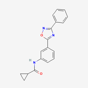 molecular formula C18H15N3O2 B7702700 N-[3-(3-phenyl-1,2,4-oxadiazol-5-yl)phenyl]cyclopropanecarboxamide 