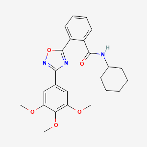 molecular formula C24H27N3O5 B7702795 N-cyclohexyl-2-[3-(3,4,5-trimethoxyphenyl)-1,2,4-oxadiazol-5-yl]benzamide 