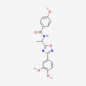 molecular formula C20H21N3O5 B7703064 N-[1-[3-(3,4-dimethoxyphenyl)-1,2,4-oxadiazol-5-yl]ethyl]-4-methoxybenzamide 