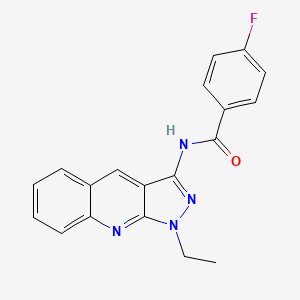 molecular formula C19H15FN4O B7703215 N-(1-ethylpyrazolo[3,4-b]quinolin-3-yl)-4-fluorobenzamide 