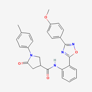 molecular formula C27H24N4O4 B7703246 N-{2-[3-(4-methoxyphenyl)-1,2,4-oxadiazol-5-yl]phenyl}-1-(4-methylphenyl)-5-oxopyrrolidine-3-carboxamide 