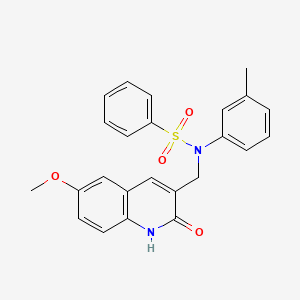 molecular formula C24H22N2O4S B7703326 N-[(2-hydroxy-6-methoxyquinolin-3-yl)methyl]-N-(3-methylphenyl)benzenesulfonamide 