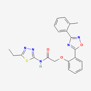 molecular formula C21H19N5O3S B7703346 N-(5-ethyl-1,3,4-thiadiazol-2-yl)-2-{2-[3-(2-methylphenyl)-1,2,4-oxadiazol-5-yl]phenoxy}acetamide 