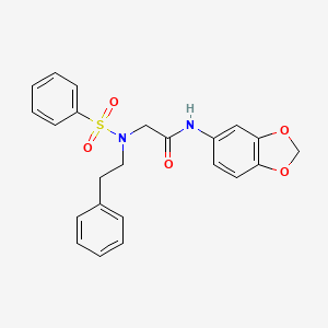 molecular formula C23H22N2O5S B7703506 N-1,3-benzodioxol-5-yl-N~2~-(2-phenylethyl)-N~2~-(phenylsulfonyl)glycinamide 