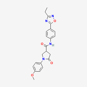 molecular formula C22H22N4O4 B7703540 N-[4-(3-ethyl-1,2,4-oxadiazol-5-yl)phenyl]-1-(4-methoxyphenyl)-5-oxopyrrolidine-3-carboxamide 