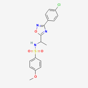 molecular formula C17H16ClN3O4S B7703544 N-[1-[3-(4-chlorophenyl)-1,2,4-oxadiazol-5-yl]ethyl]-4-methoxybenzenesulfonamide 