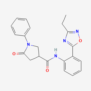 molecular formula C21H20N4O3 B7703592 N-[2-(3-ethyl-1,2,4-oxadiazol-5-yl)phenyl]-5-oxo-1-phenylpyrrolidine-3-carboxamide 