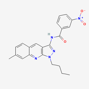 molecular formula C22H21N5O3 B7703654 N-(1-butyl-7-methylpyrazolo[3,4-b]quinolin-3-yl)-3-nitrobenzamide 