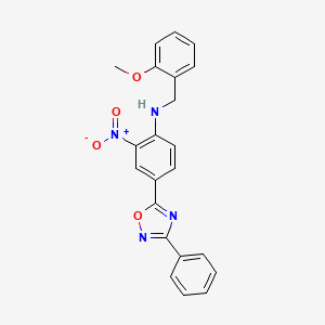 molecular formula C22H18N4O4 B7703689 N-[(2-methoxyphenyl)methyl]-2-nitro-4-(3-phenyl-1,2,4-oxadiazol-5-yl)aniline 