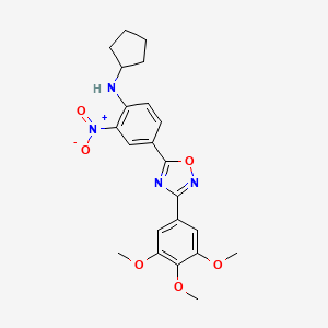 molecular formula C22H24N4O6 B7703998 N-cyclopentyl-2-nitro-4-[3-(3,4,5-trimethoxyphenyl)-1,2,4-oxadiazol-5-yl]aniline 