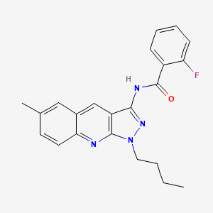 molecular formula C22H21FN4O B7704060 N-(1-butyl-6-methylpyrazolo[3,4-b]quinolin-3-yl)-2-fluorobenzamide CAS No. 5304-54-1