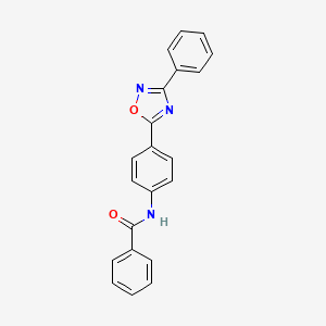 molecular formula C21H15N3O2 B7704296 N-[4-(3-phenyl-1,2,4-oxadiazol-5-yl)phenyl]benzamide 